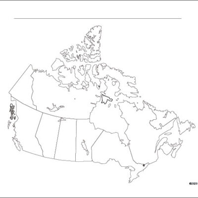 Black and white map of Canada with provinces outlined
