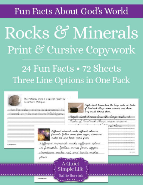 Rocks & Minerals Copywork – Print & Cursive