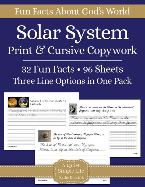 Solar System Copywork – Print & Cursive