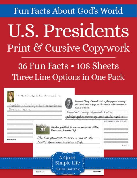 U.S. Presidents Copywork – Print & Cursive Worksheets