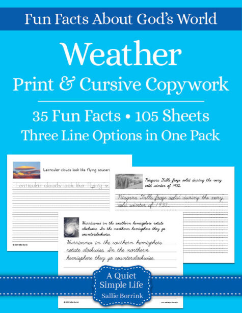 Weather Copywork – Print & Cursive