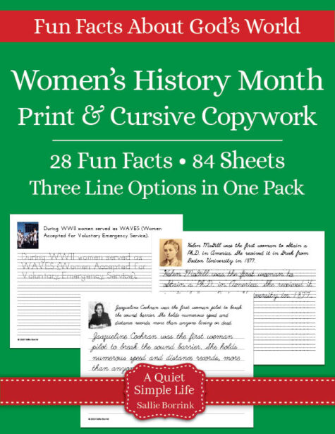 Women's History Month Copywork – Print & Cursive