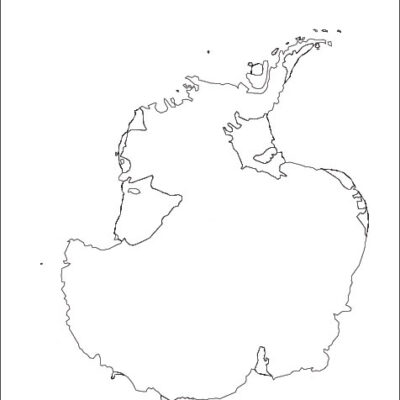Black and white map of Antarctica