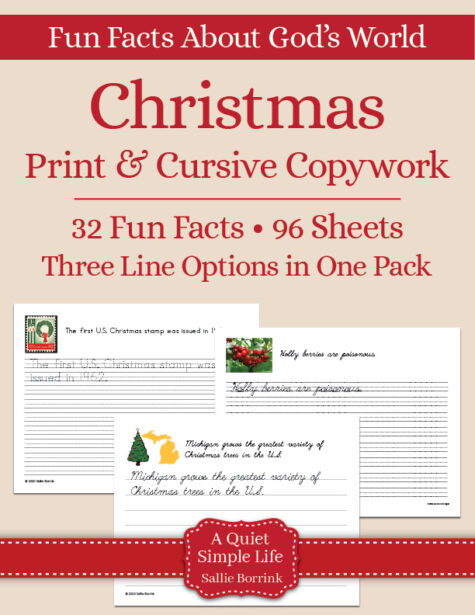 Christmas Copywork – Print & Cursive
