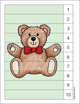 Brown teddy bear counting picture puzzle