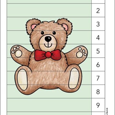 Brown teddy bear counting picture puzzle