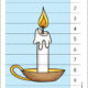 Cozy white candle in brass candleholder counting picture puzzle