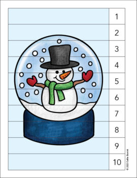 Snowglobe with snowman counting 1-10 puzzle
