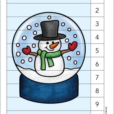 Snowglobe with snowman counting 1-10 puzzle