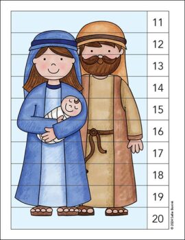 Joseph, Mary, and Jesus Nativity counting puzzle