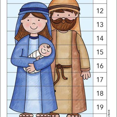 Joseph, Mary, and Jesus Nativity counting puzzle