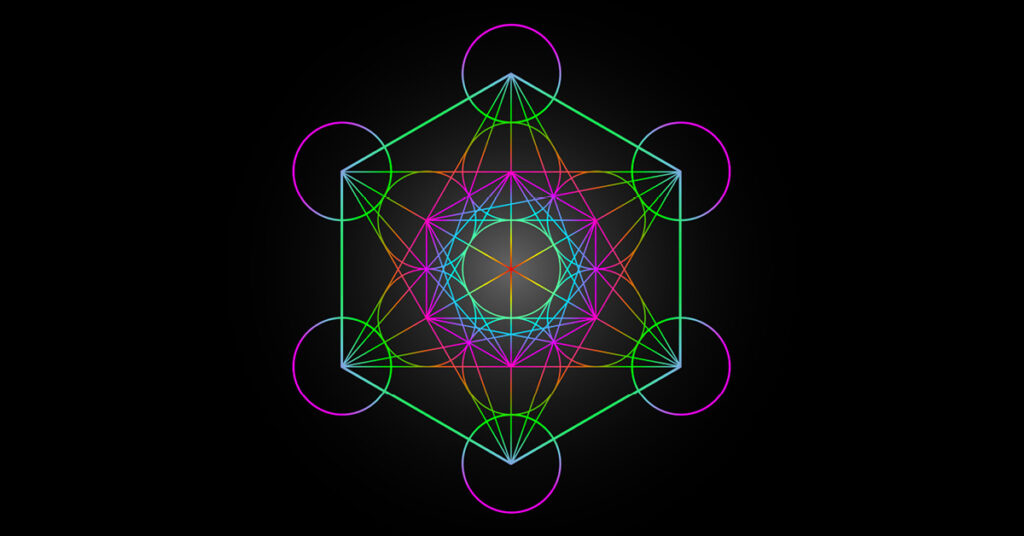 A colorful image of sacred geometry related to Megatron