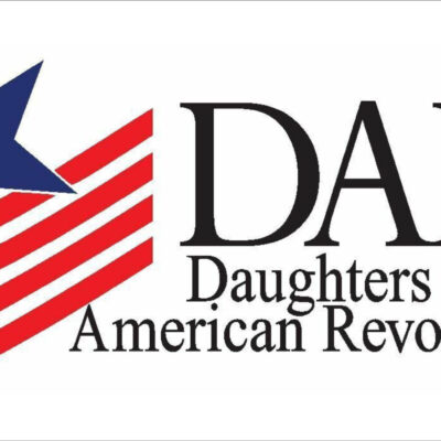 Read, blue and black logo of the DAR