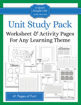 Unit Study Activity Pack with reusable worksheets and activity pages