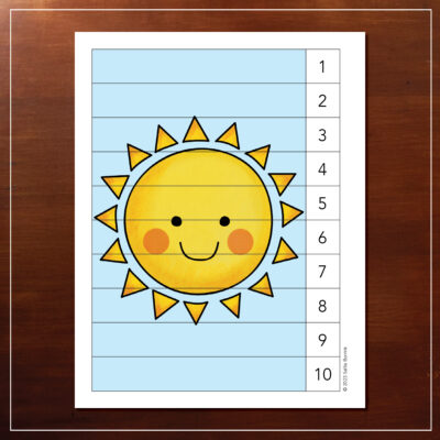 Picture of happy sun counting puzzle for 1-10