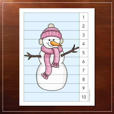 Snowgirl with pink scarf counting 1-10 picture puzzle