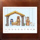 Manger scene with Mary, Joseph, Jesus, shepherd, and sheep