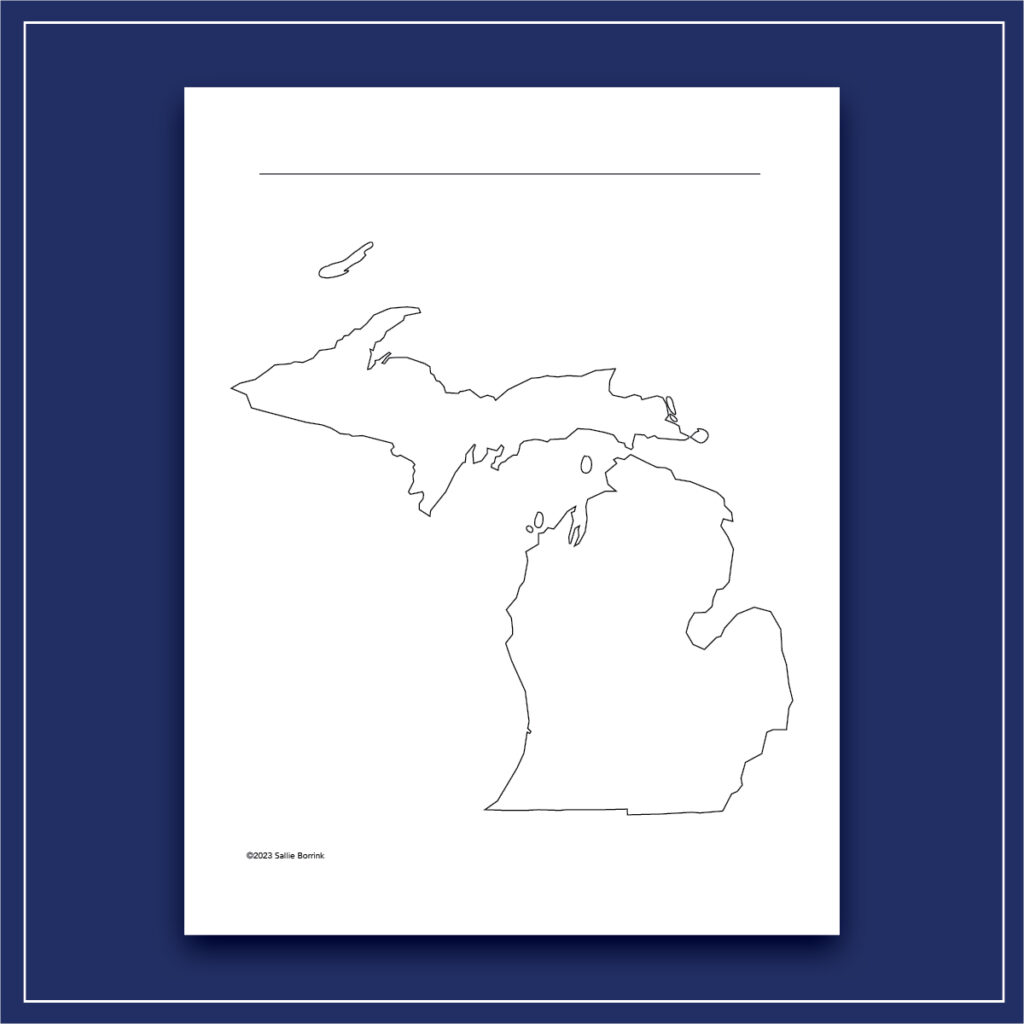 Black and white outline of Michigan for printing