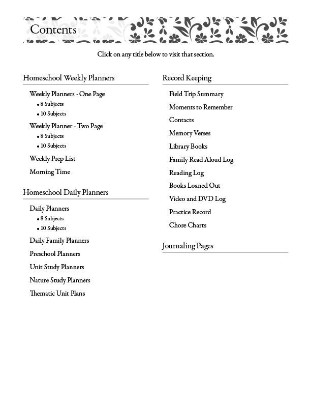Editable Homeschool Planner 2026–2027 | Black & White Floral - Image 3