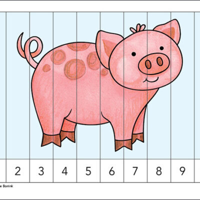 Pink pig counting picture puzzle