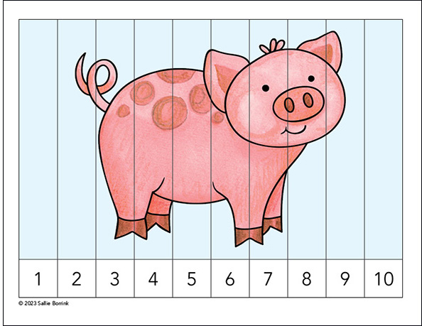 Pink pig counting picture puzzle