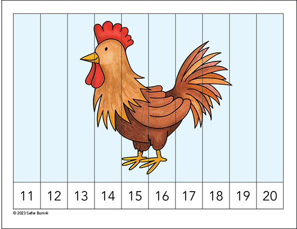 Rooster counting picture puzzle