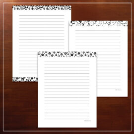 Black and white floral journal pages