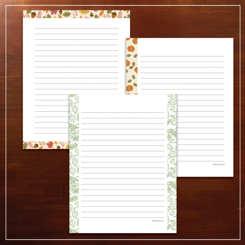 Printable journal pages with fall themes