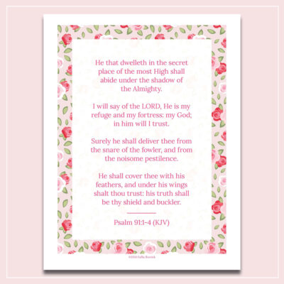 Psalm 91:1-4 KJV Printable Wall Art in pink