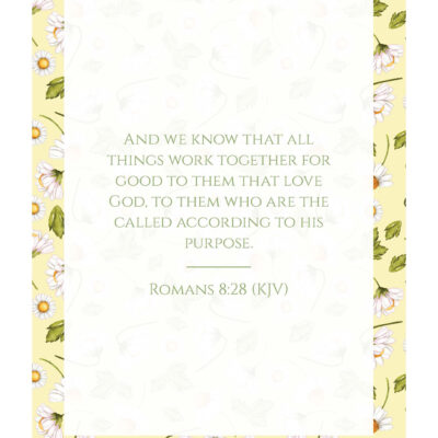 Romans 8:28 KJV printable wall art in Daisies and Gingham design