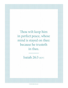 Isaiah 26:3 KJV printable wall art in Daisies and Gingham design
