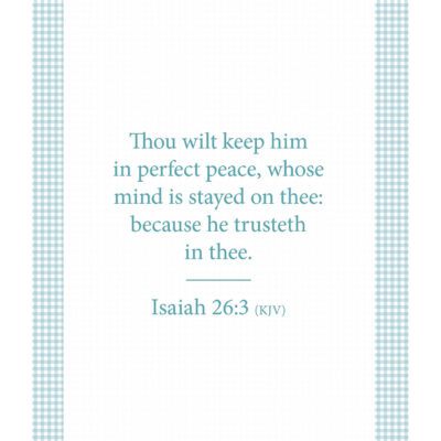 Isaiah 26:3 KJV printable wall art in Daisies and Gingham design