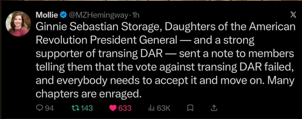 Mollie Hemingway tweet on DAR
