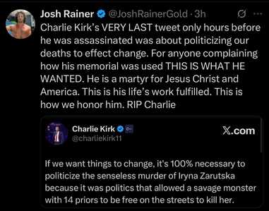 Politicizing Charlie Kirk's Death